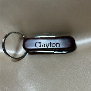 Clayton personalized wood grain Multi-Tool Keychain Maggie Valley